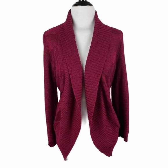 The Limited Sweaters - The Limited Wine Red Open Front Knit Cardigan